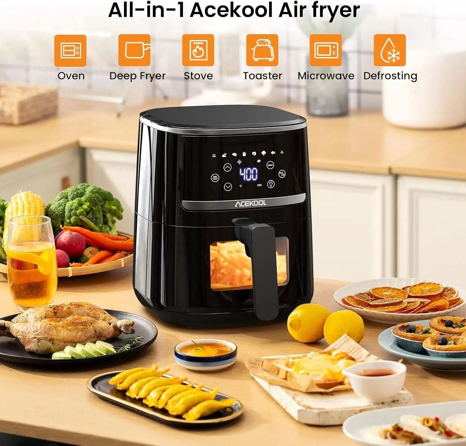 Air Fryer 5 Quart, Digital Display Air Fryer Toaster Oven Combo with 8 Cooking Presets Oilless Cooker for Quick Meal, Visible Wi - M & M Global