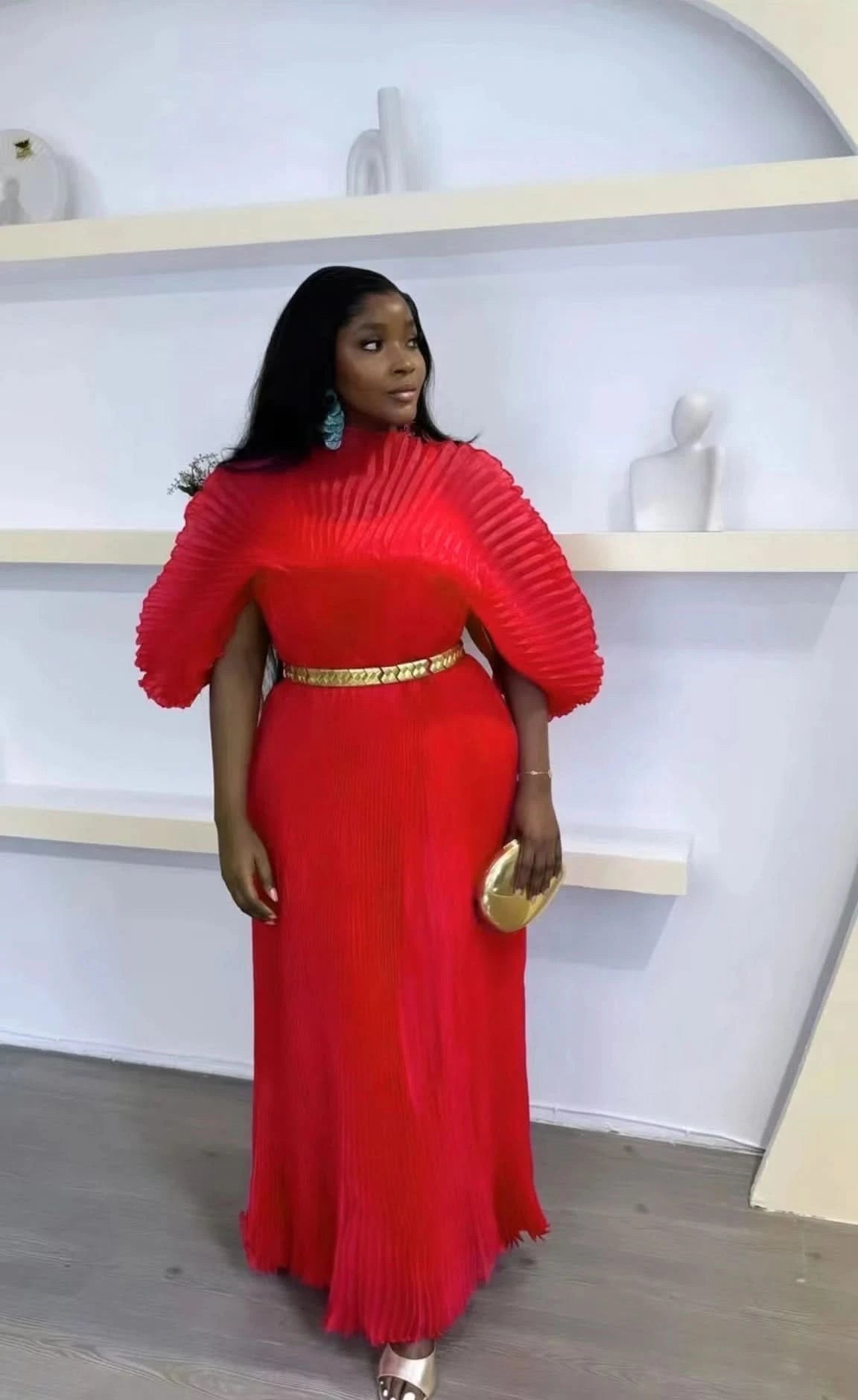 YUDX Pleated 2024 Fall New Handmade Pleated Women's Dresses Loose Plus Size Women's High Smocked Dress Long Dress - M & M Global