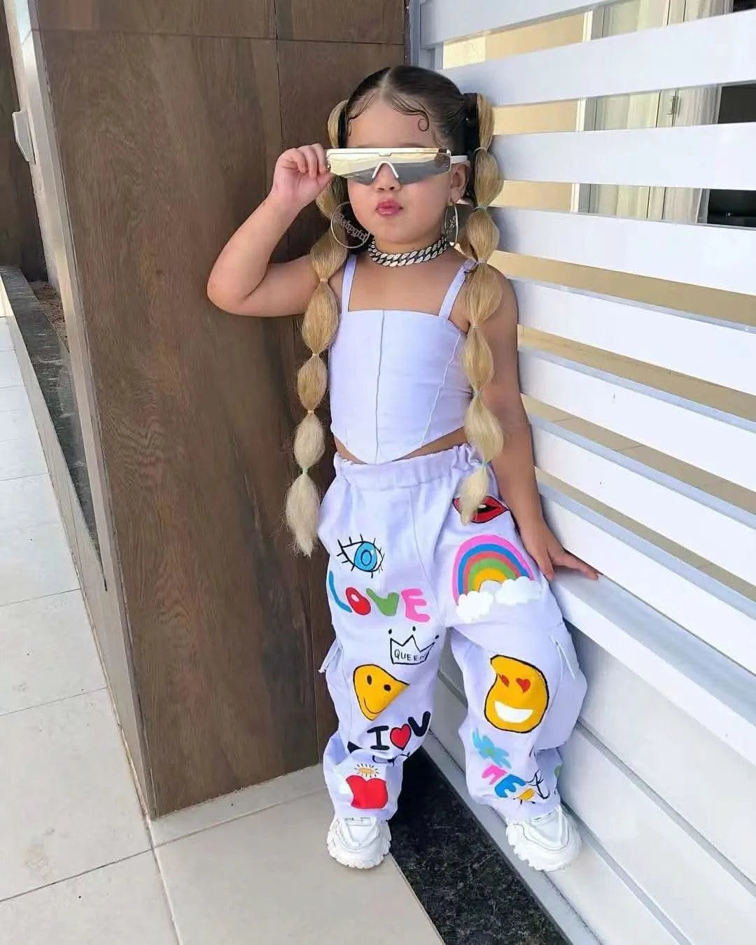 Children's Clothing Girl's Clothes 2 Pcs Set Summer Suspender Top+Long Pants Kid Girl Fashion For 3 4 5 6 7 8Y - M & M Global