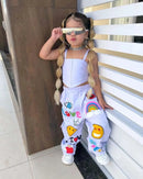 Children's Clothing Girl's Clothes 2 Pcs Set Summer Suspender Top+Long Pants Kid Girl Fashion For 3 4 5 6 7 8Y - M & M Global