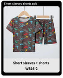 Summer CHILDREN'S Shorts and Short Sleeves 2-piece Cute Dinosaur Home Clothes Boys and Girls Casual Joker Suit. - M & M Global