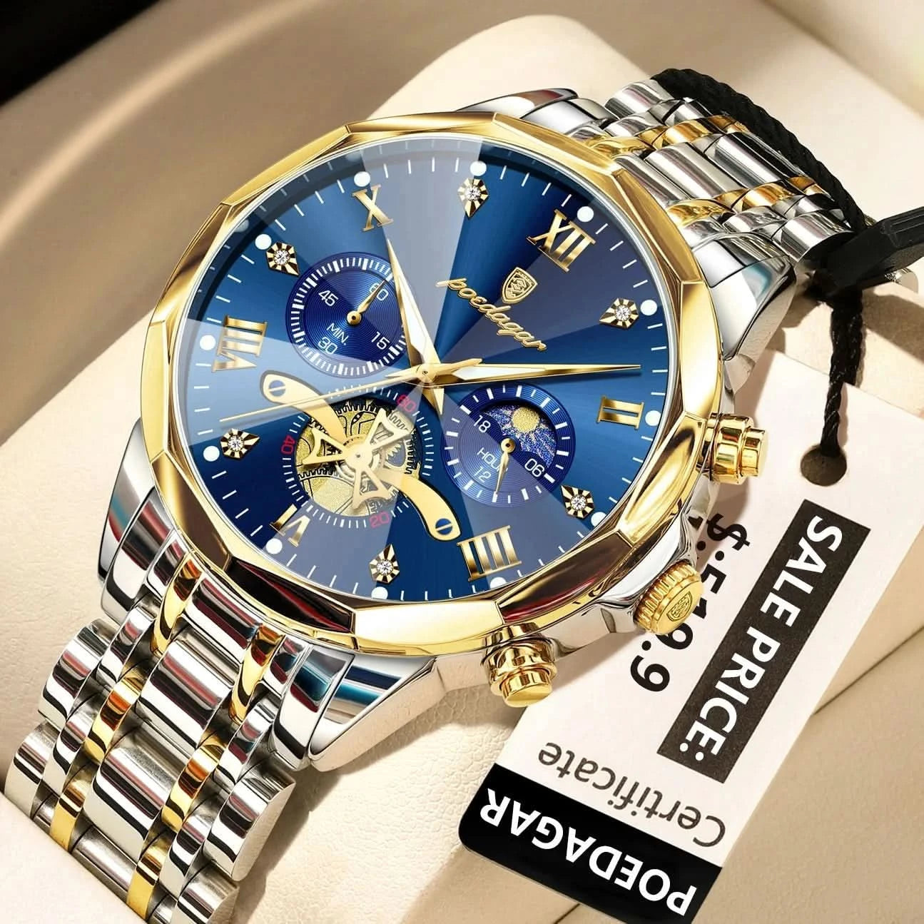 POEDAGAR Luxury Men Watch Top Original Waterproof Luminous Chronograph Man Wristwatch Stainless Steel Quartz Men's Watches Reloj - M & M Global