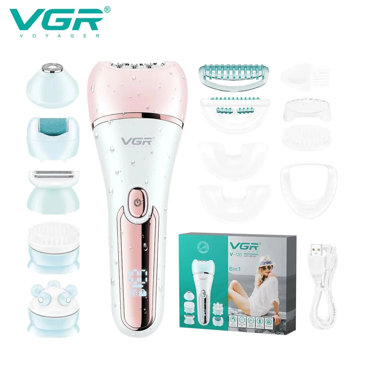 VGR Hair Trimmer Professional Hair Removal Tool Electric Epilator Lady Shaver Waterproof Hair Remover Epilator for Women V-733 - M & M Global