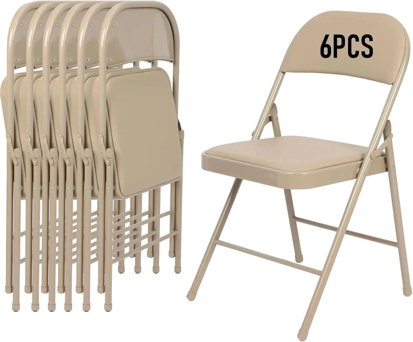 6 Pack Folding Chairs, Fabric Dining Chair Set with Padded Cushion, Indoor Outdoor Folding Chairs Seat for Home Office Events