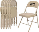 6 Pack Folding Chairs, Fabric Dining Chair Set with Padded Cushion, Indoor Outdoor Folding Chairs Seat for Home Office Events