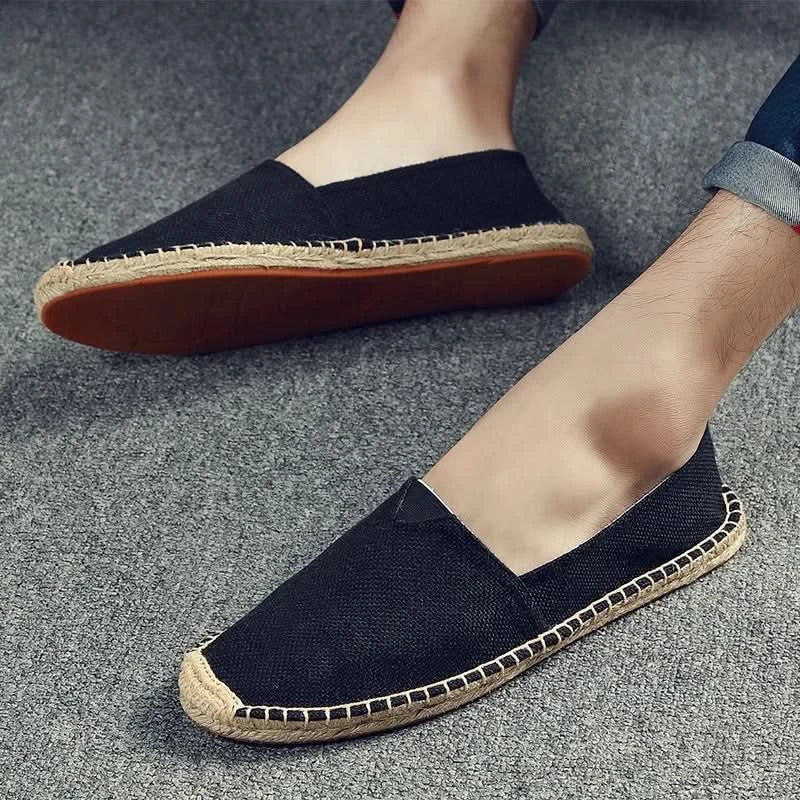 Women Sewing Flax Shoes Slip on Loafers Casual Shoes Man Espadrilles Hemp Canvas Flat Shoes Plus Size Fisherman Driving Footwear - M & M Global