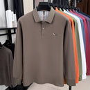 Luxury and fashionable 100%pure cotton comfortable long sleeve polo shirt for men new spring and autumn brand embossed puppy top