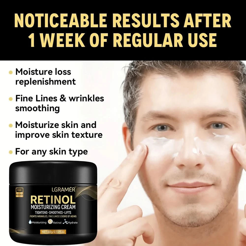 Men's Retinol Face Cream Nourishing Moisturizing Fade Fine Lines Smooth Wrinkles Younger Firming Lifting Shrink Pores Skin Care - M & M Global