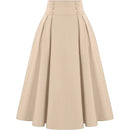 ZANZEA Women Solid Long Skirts Vintage High Waisted Pleating Jupe 2024 Summer Spring A-line Skirts Fashion Buttons Maxi Faldas