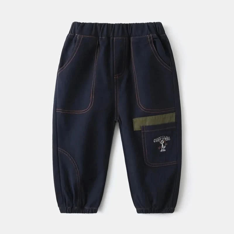 Wholesale New Children Boy Trousers Embroiedry Pockets Spliced Kids Boys Pants Casual Cotton Infant Babys Boys Bottoms 2-8Y Pant - M & M Global