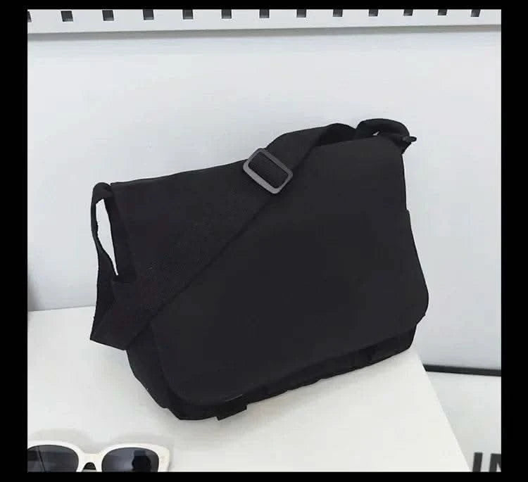 Collage Student School Bags Women&Men Unisex Crossbody Bags Multipockets Messenger Bag Simple Nylon Shoulder Bag - M & M Global