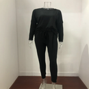 Hot Women's Long Sleeve Round Neck Top and Pants Set Simple Solid Colour Pajama Set Casual O Neck Two Piece Outfit