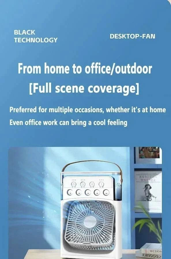 2025 New Three In One Household Air Conditioner Small Air Cooler Portable Smallfan Household Night Humidifier LED Nightlight Fan - M & M Global