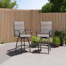 2 Piece Outdoor Patio Swivel Bar Chairs, All Weather Padded Sling Textile High Top Bar Stools, Bistro Set for Backyard