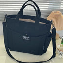 Urban Minimalist Female Student Large Capacity Commuting Horizontal Canvas Single Shoulder Diagonal Cross Portable Tote Bag - M & M Global