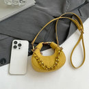 Mini Semicircle Saddle Crossbody Bag For Women Luxury Lemon Color Handbag Half Moon Bag Fashion Chain Lady Cross Body Bag - M & M Global