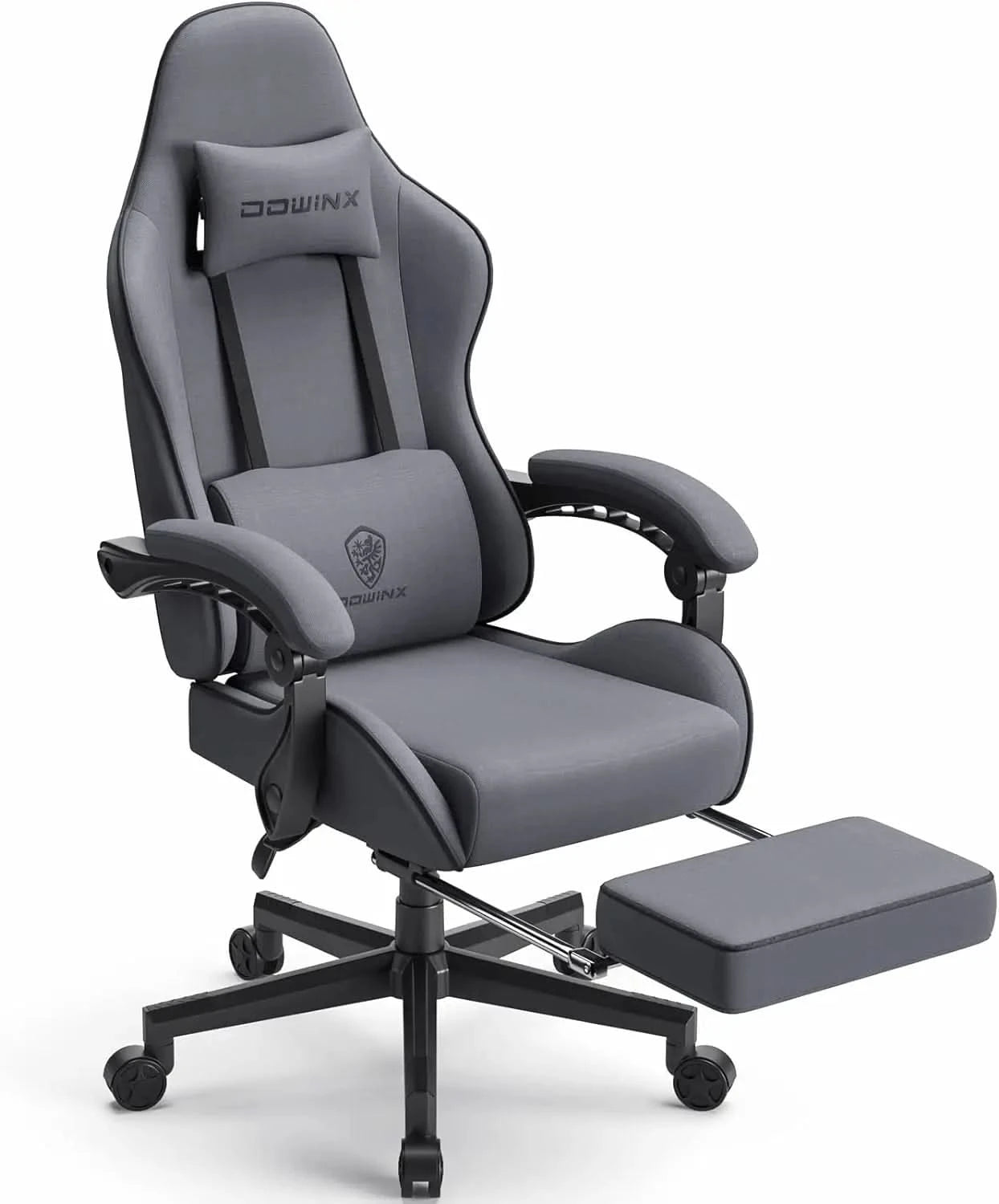 Dowinx Gaming Chair Fabric with Pocket Spring Cushion,Game Chair Cloth with Headrest, Ergonomic Computer Chair with Footrest