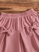 Girls’ 2-Piece Heart Print Top & Pink Bow Skirt Set