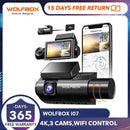 WOLFBOX I07 Dash  Cam 3 Channel Dash Camera for Car Front and Rear 4K Dash Camera with GPS WiFi Car Dvr for 170 FOV WDR - M & M Global