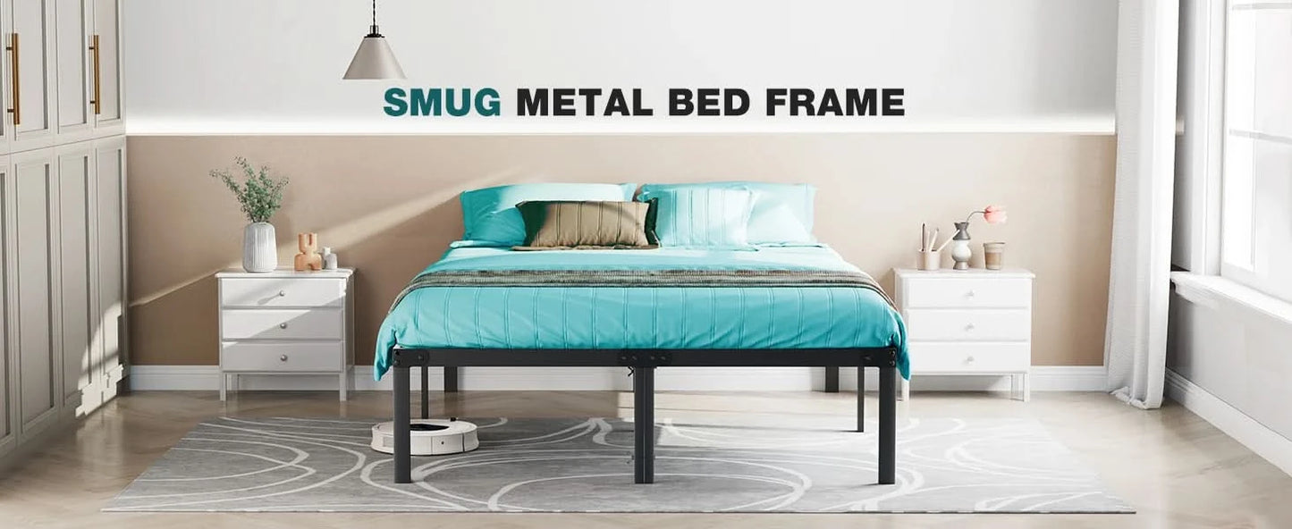 JHK Basic Twin Full Queen King Size Bed Frame Metal Platform Bedroom Frames with Storage Space Sturdy Steel Slat Support 350LBS