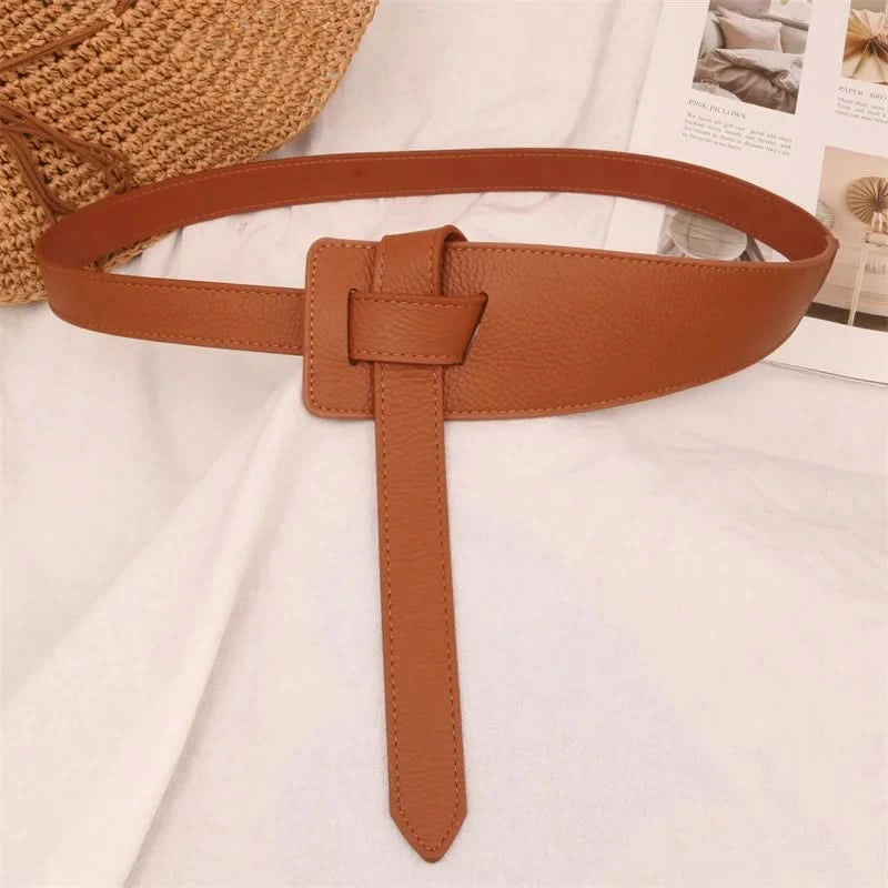 Knotted Belts for Women Belt Lady Waistband Soft Genuine Leather Suede Cowhide Waist Belt Straps Long Dress Coat Accessories - M & M Global