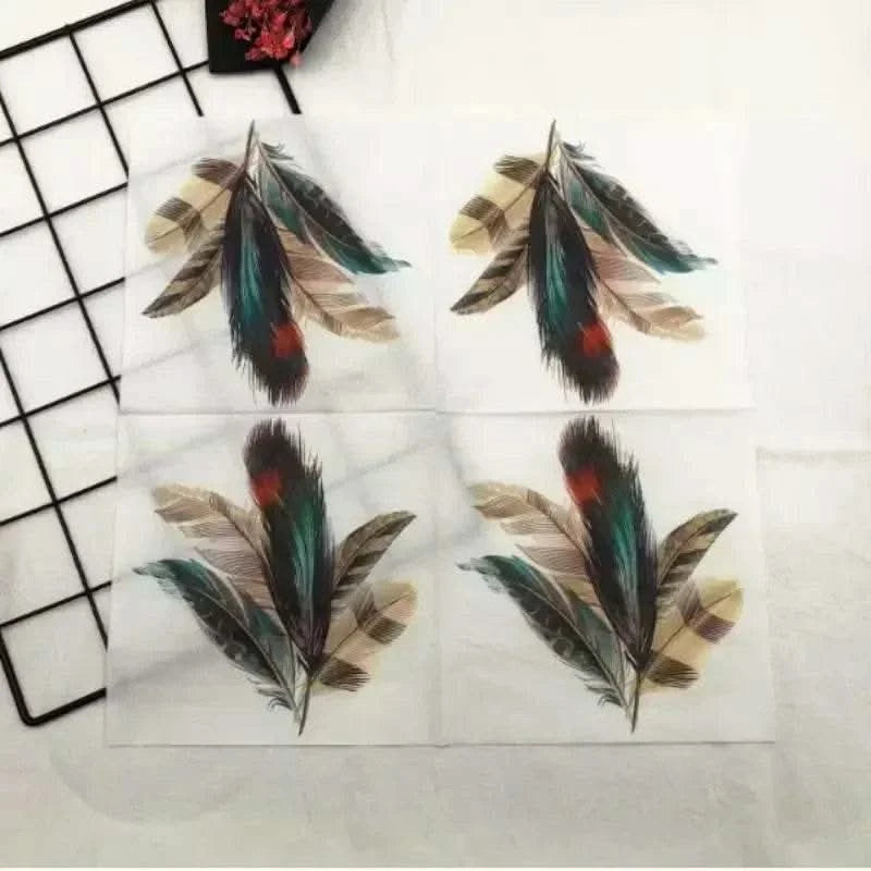 20pcs/pac Colourful Printed Napkin Feather Model Tissue Drawing Paper Restaurant Party Gathering Facial Tissue Mouth Cloth - M & M Global