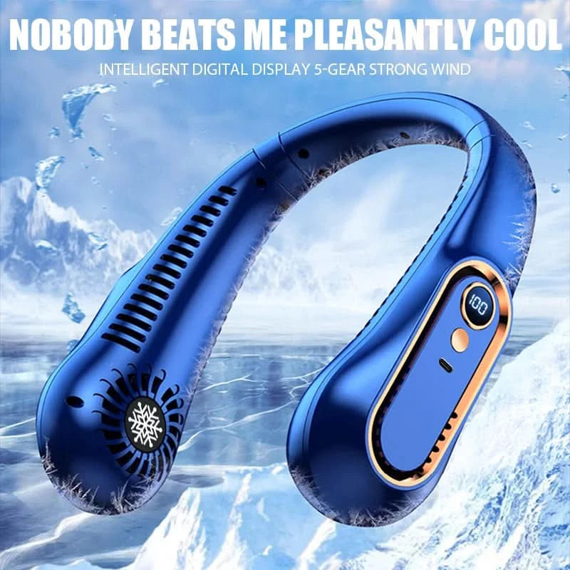 Hanging Neck Fan Digital Display Power Ventilador Bladeless Neckband Fan Portable Mini Air Cooler USB Rechargeable Electric Fans - M & M Global