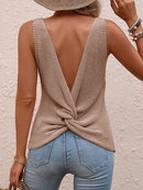 Large back cut and twisted knitted sweater casual sleeveless top for women's summer sweater for women's clothing - M & M Global
