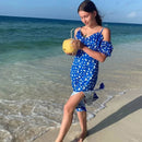 Women Elegant Off Shoulder V Neck Long Dress Sexy Sling Ruffle Strapless Slit Party Dress Spring Floral Print Slim Dress 21764 - M & M Global