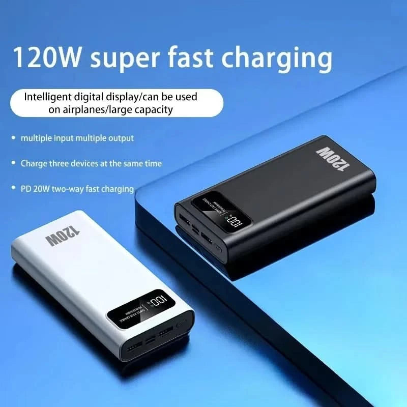 200000mAh Portable Power Bank External Battery High-capacity 120W Super Fast Charging LED Digital Display For Phone Durable Hot - M & M Global