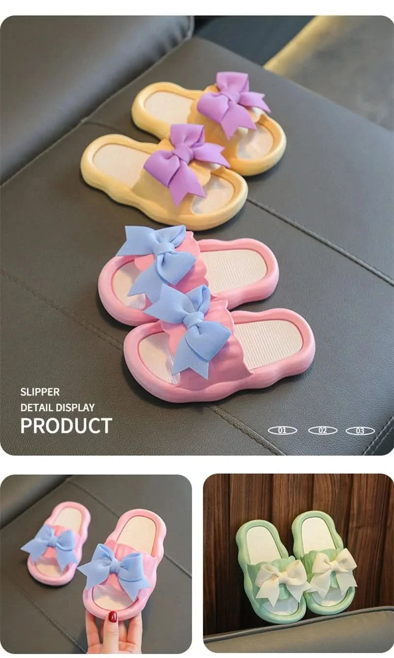 Summer New Kids Home Shoes Anti Slip Soft Sole Girls Bath Slipper Cartoon Cute Flower Bow Princess Slippers Children Beach Shoes - M & M Global