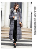 Korean Style Thickened Winter Cotton Jacket Women's Long Coat with Fur Collar Slim Fit Hooded Ladies' Cotton Padded Coat