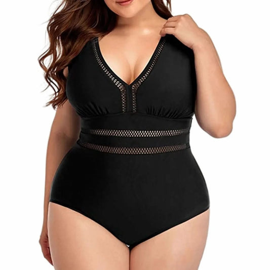 Women'S Suit Women'S Large Size Swimsuit Solid Color Swimsuit Mesh Stitching Printed Swimsuit Bikini летний костюм женский - M & M Global