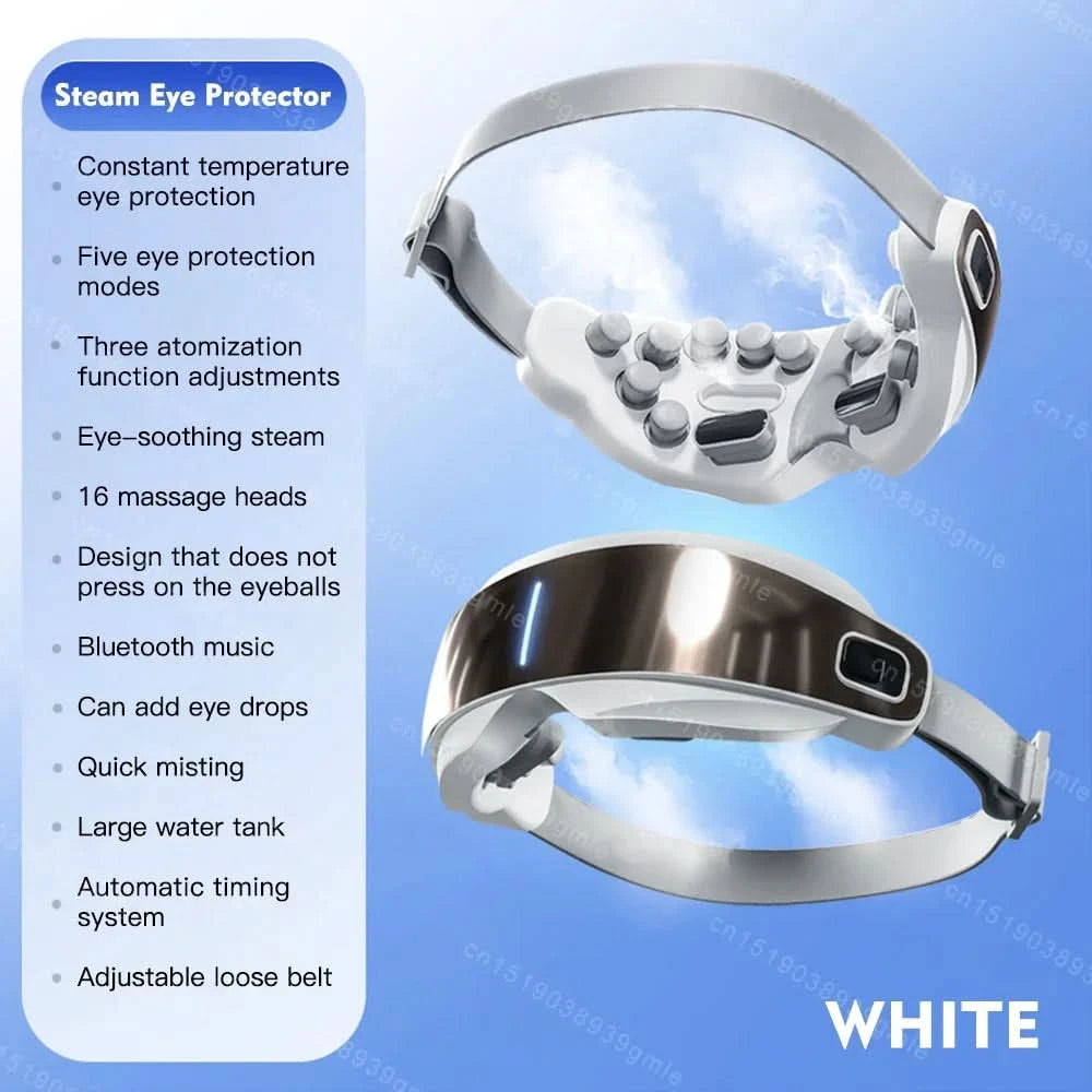 Steam Eye Massager Warm Spa Eye Steamer Acupressure Therapy Kneading Massage Eyes Bluetooth Relieve Eye Fatigue Massage Relax - M & M Global