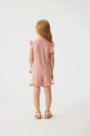 2024 Summer Hot selling Little Girl Daily Casual Clothing Minimalist Little Girl Polyester Set Cool Sleeveless Shorts Set Girl - M & M Global
