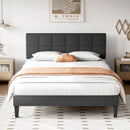 JHK Queen Bed Frame with Headboard No Box Spring Needed Linen Upholstered Wooden Platform Bed Frame with Wood Slats Support