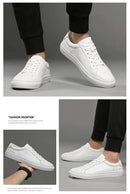 Italian Genuine Leather Men's Shoes 2024 Designer White Shoes Comfy Walking Shoes Lace-up Business Outdoor Zapatos Para Hombre - M & M Global