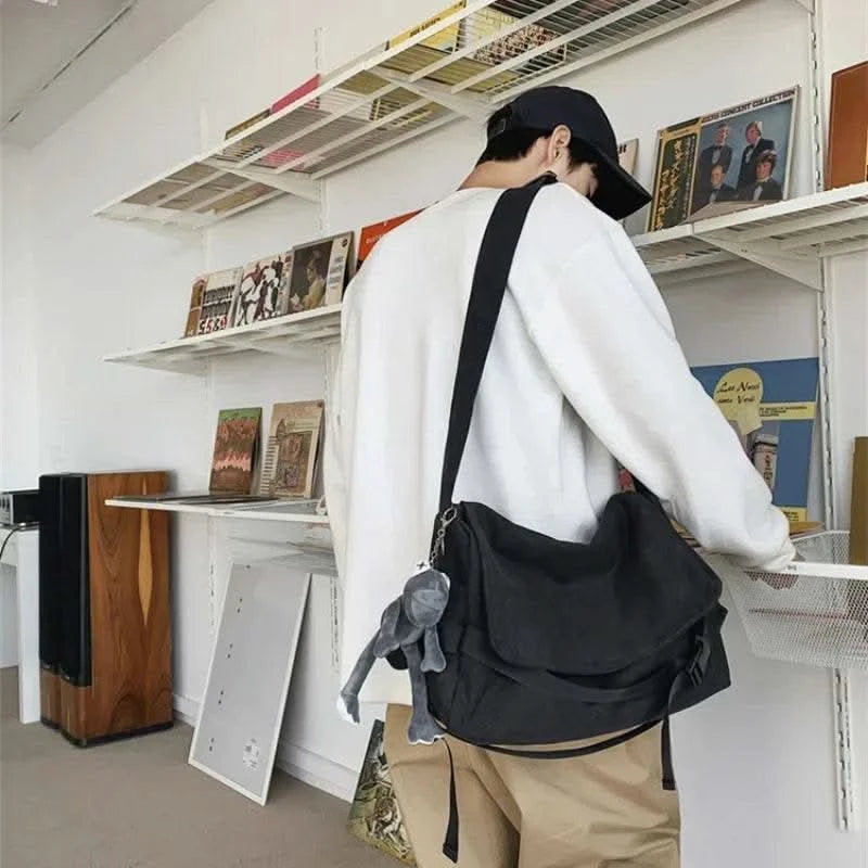 Canvas Messenger Bag Ladies Big Capacity Handbags Shoulder Bag Youth Girls Student School Bags Fashion Men Crossbody Bags Bolsos - M & M Global