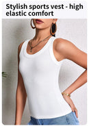 European and American Size Ladies Suspender Vest Sleeveless Top Solid Color Sexy Thread Bottoming Vest for Four Seasons. - M & M Global