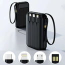 Solar Power Bank Built 4 Cables Portable Charger External Spare Battery Mini Powerbank with LED Light for IPhone Xiaomi Huawei - M & M Global