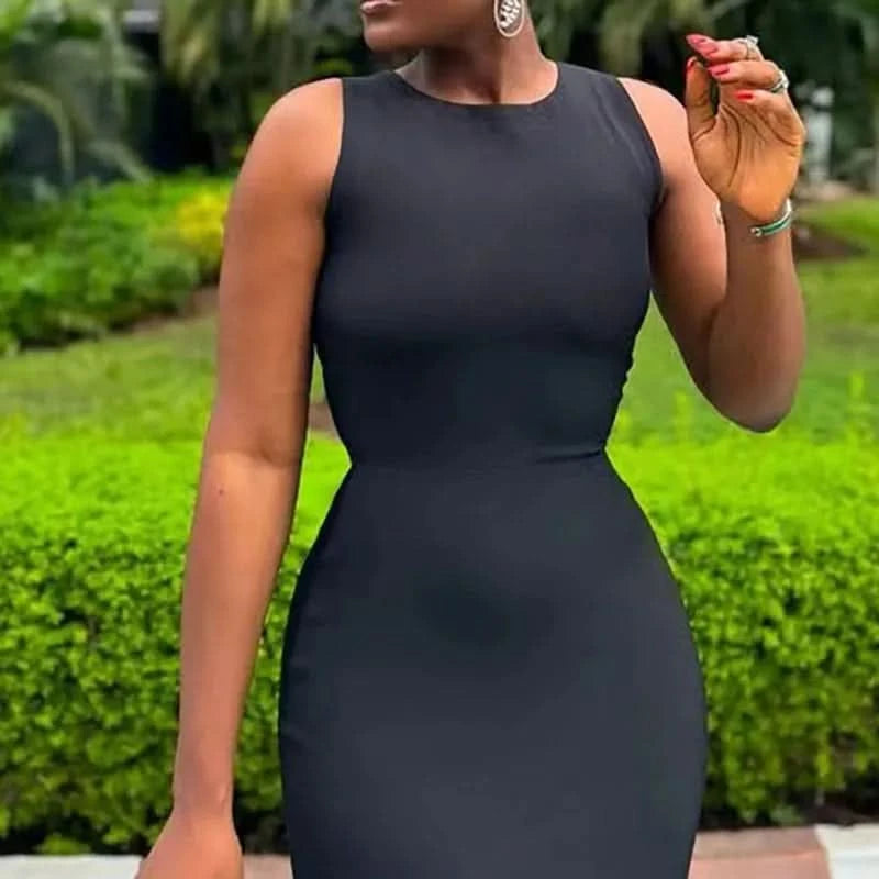 Summer Black Slim Hollow Sexy Party Vacation Long Dress Women's  Elegant Casual Sleeveless Sundress New High Waist Evening Dress - M & M Global