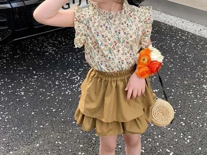 2024 New Girls' Suit Summer Children's Dress Baby Girl Fashionable Children's Top+Skirt Two-Piece Set - M & M Global