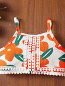 Summer Baby Girl Fashion Lace Strap Top Short Skirt Set Baby Girl Cute Fashion Casual Embroidered Skirt Set - M & M Global