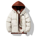 New Men's Winter Thickened Cotton Coat Fake Two-piece Fashion Brand Winter Cotton Coat New Loose Warm Hooded Cold Jacket