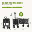 JHK Outdoor Collapsible Foldable Garden Beach Cart Large Capacity Wagon Cart Utility Grocery Wagon for Shopping Sports Camping