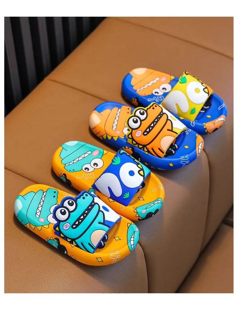Cartoon Dinosaur Children Slippers Boy Girls Casual Shoes Flat Beach Water Shoes Indoor Soft Kids Cute Flip Flops for Boy Girl - M & M Global