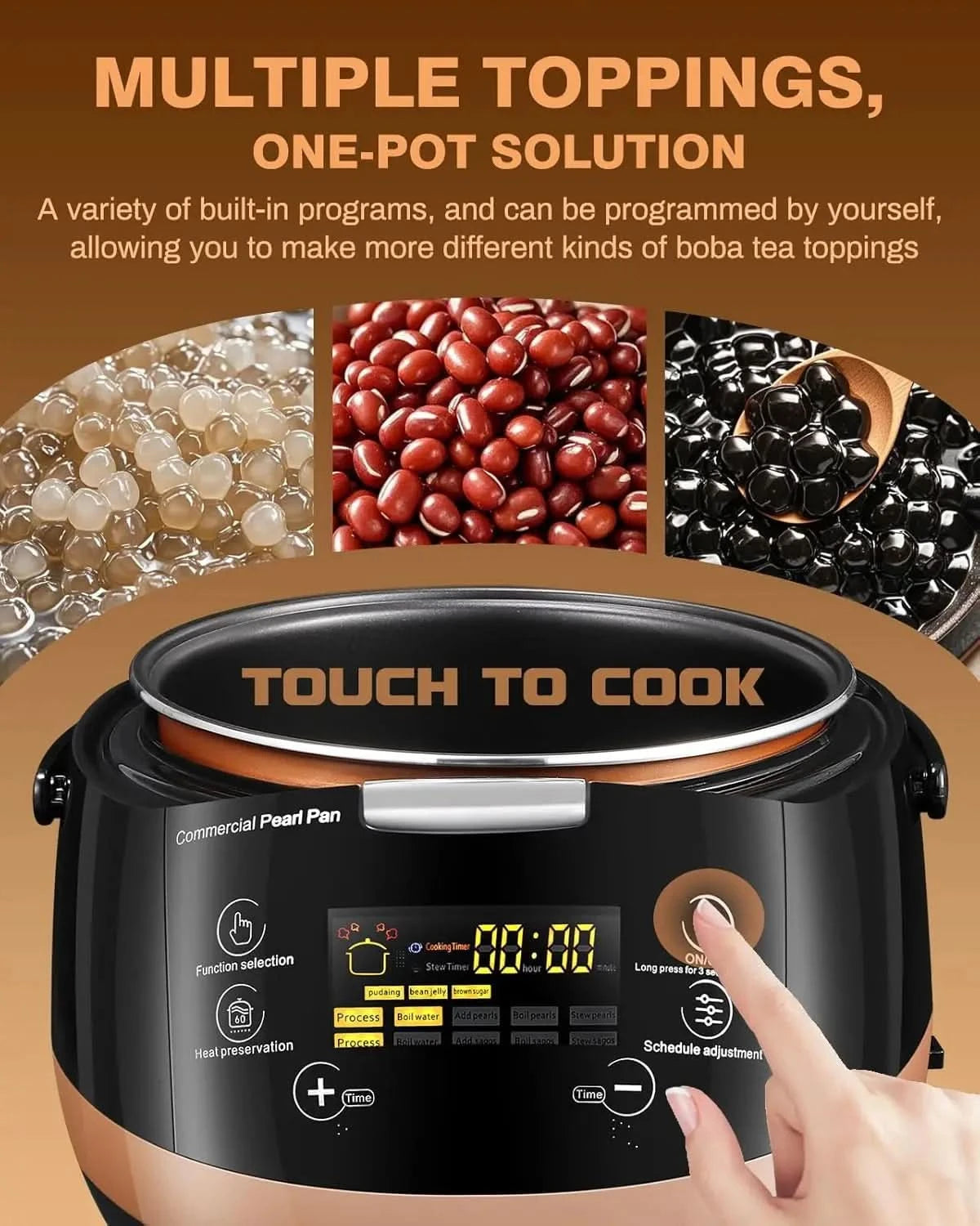 5L Boba Maker Machine Commercial Intelligent Tapioca Cooker with Even Heat Distribution, Anti-Overflow & Pressure Relief Valve, - M & M Global
