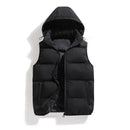 Men Autumn Thicken Cotton Sleeveless Vests Jacket Coat Mens Winter Warm Detachable Hat Outwear Waistcoat Hooded Vest Jacket Male