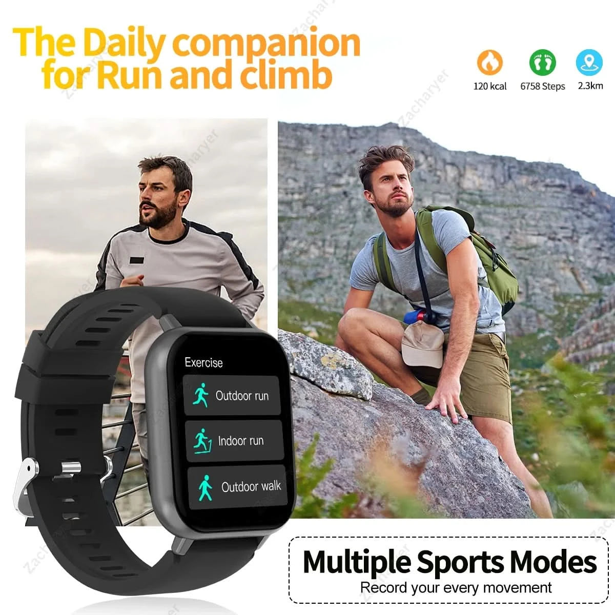 Hot Smart watch, multi-sport mode, call reminder, message reminder, custom wallpaper, compatible with iPhone/Android