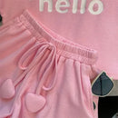 New 4 -14 Years  Summer Girls Clothing Set Letter Print Sleeveless T-shirt + Heart Shorts Pants 2pcs Suit Kids Leisure Outfit - M & M Global
